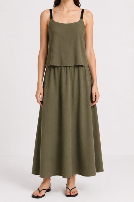 Sleeveless A-line Maxi Dress With Square Neckline - Image 4