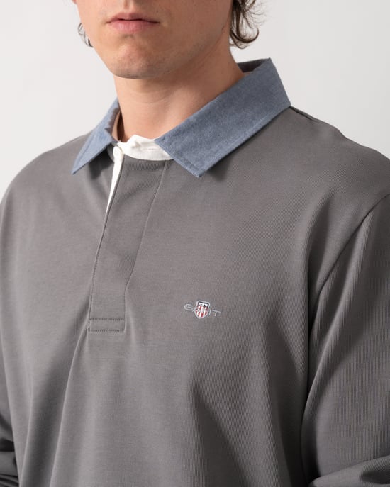 Regular Fit Long Sleeve Regular Fit Rugger in Grey - Image 2