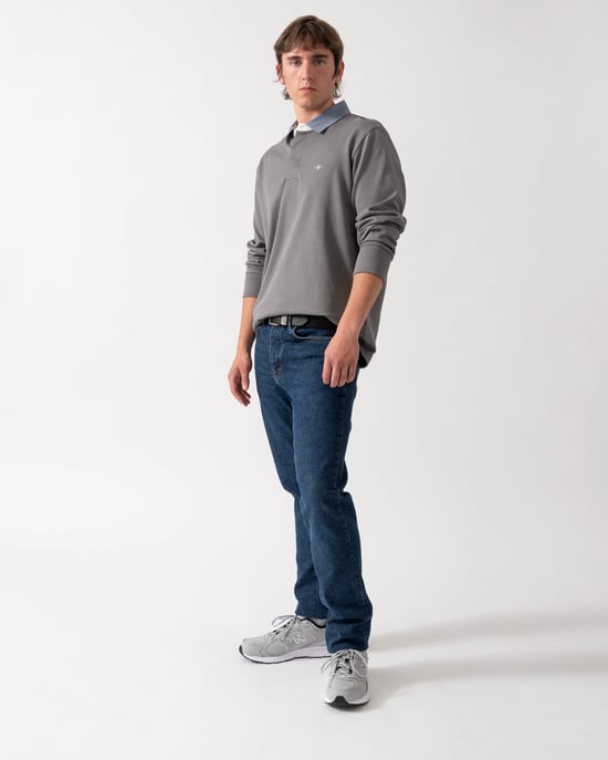 Regular Fit Long Sleeve Regular Fit Rugger in Grey - Image 3