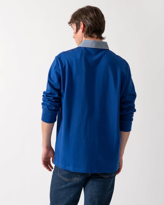 Regular Fit Long Sleeve Regular Fit Heavy Rugger in Blue - Image 2