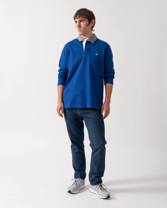 Regular Fit Long Sleeve Regular Fit Heavy Rugger in Blue - Image 3