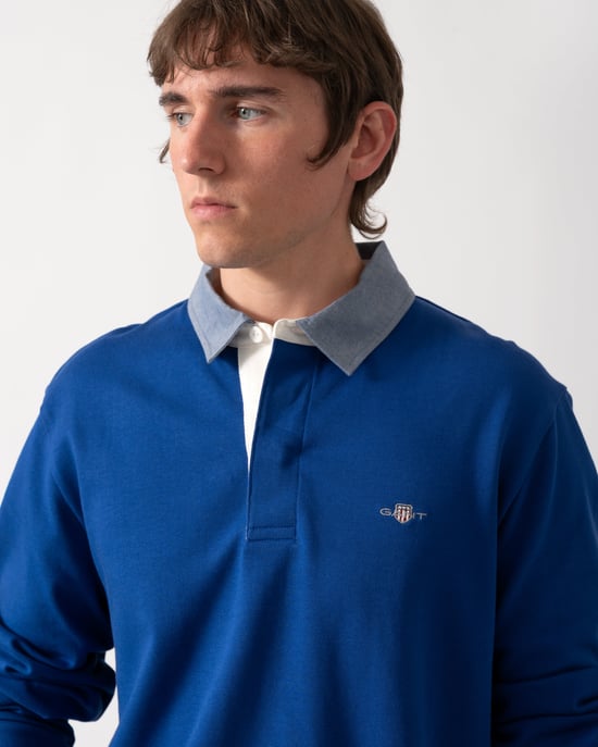 Regular Fit Long Sleeve Regular Fit Heavy Rugger in Blue - Image 4