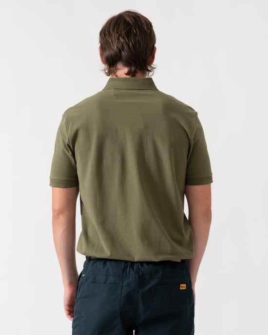 Slim Fit Short Sleeve Logo Detail Polo Shirt in Dark Green - Image 2