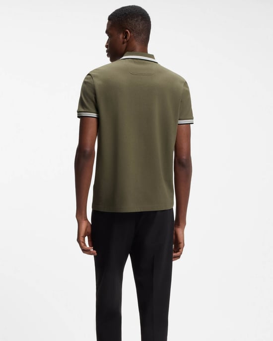 Paddy Short Sleeve Logo Detail Polo Shirt in Dark Green - Image 2