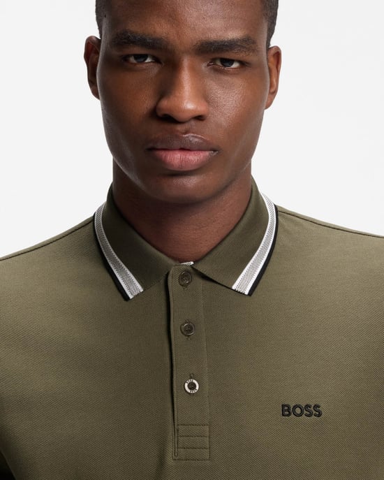 Paddy Short Sleeve Logo Detail Polo Shirt in Dark Green - Image 3
