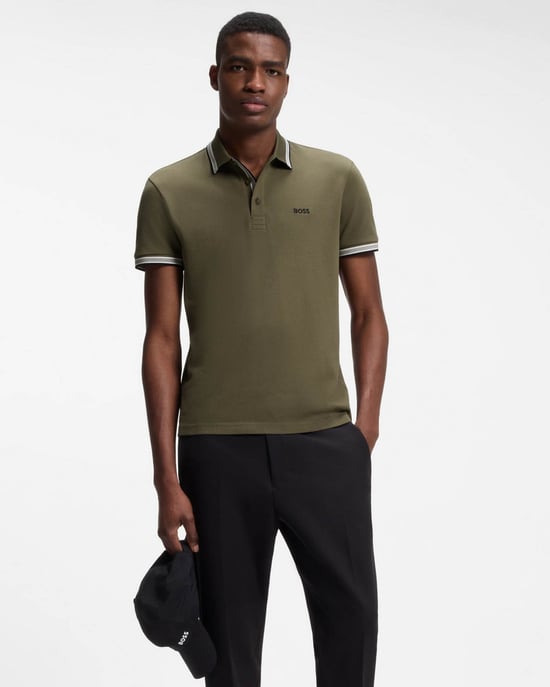 Paddy Short Sleeve Logo Detail Polo Shirt in Dark Green - Image 4
