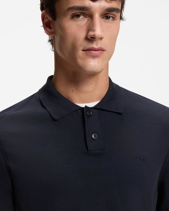 Asac_P Short Sleeve Short Sleeve Polo Shirt in Dark Blue - Image 3
