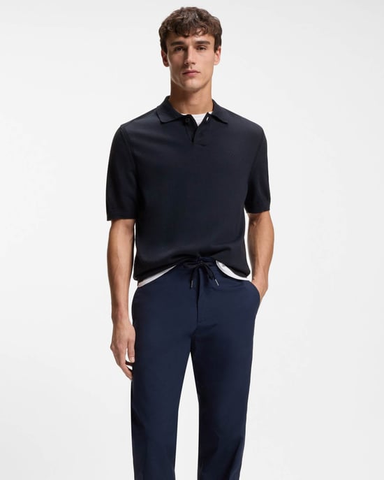 Asac_P Short Sleeve Short Sleeve Polo Shirt in Dark Blue - Image 4