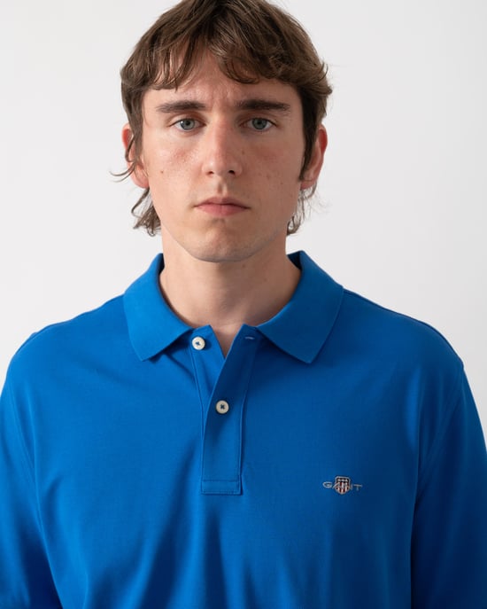 Regular Fit Short Sleeve Regular Fit Pique Polo in Blue - Image 3