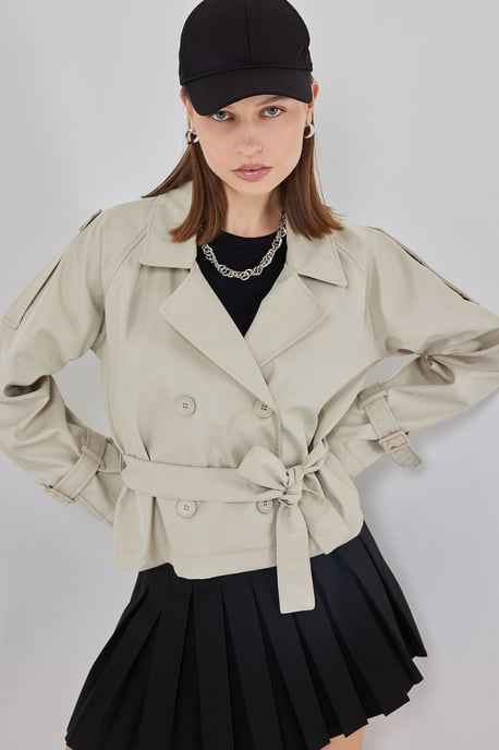 Kort bälte Trench Coat - Image 3