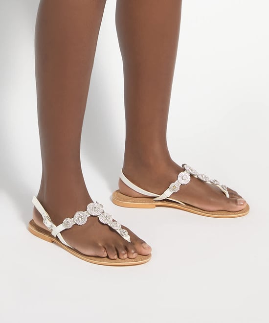 Dune Ladies Liana - Diamante Embellished Toe Post Flat Sandals - Image 3