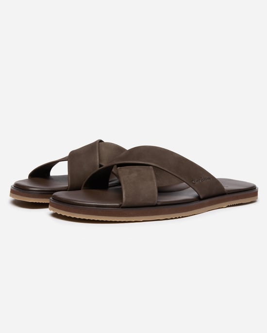 Chesil Logo Detail Sandals in Dark Brown - Image 2