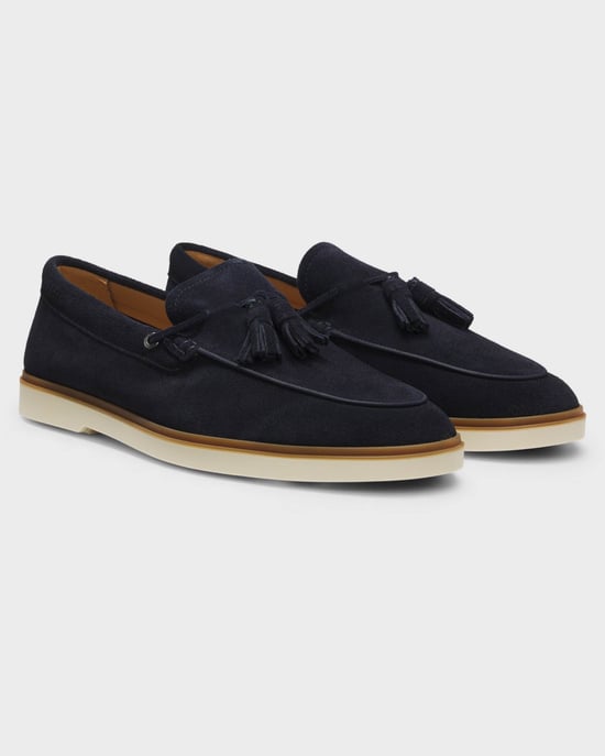 Hedley Loafers Logo Detail Loafers in Dark Blue - Image 1