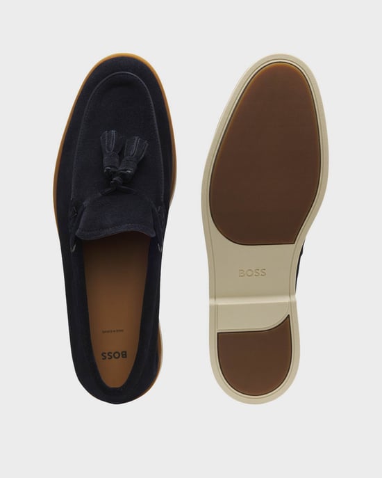 Hedley Loafers Logo Detail Loafers in Dark Blue - Image 3