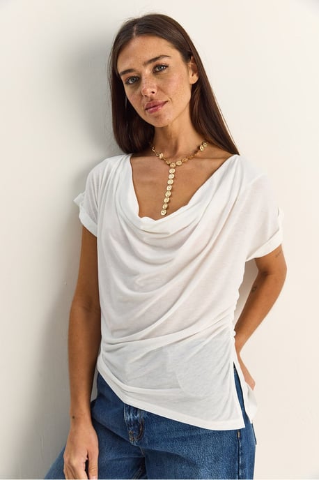 Kraagloze Drapé Blouse - Image 3
