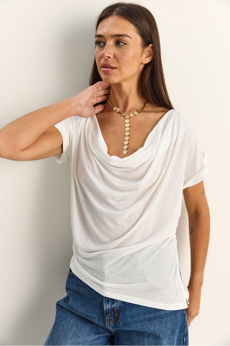 Kraagloze Drapé Blouse - Image 4