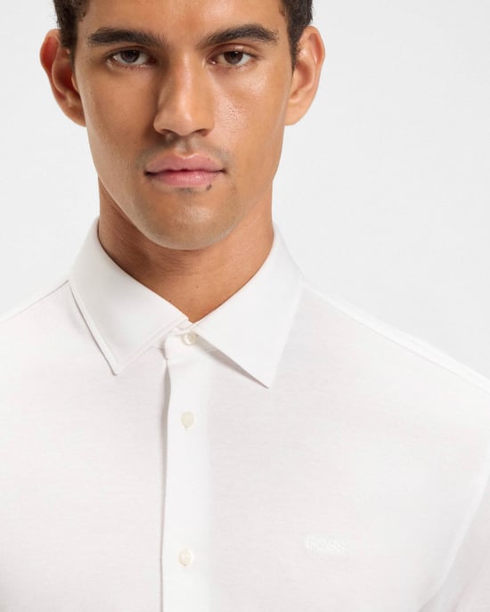 Mysoft Long Sleeve Slim-Fit Shirt in White - Image 3