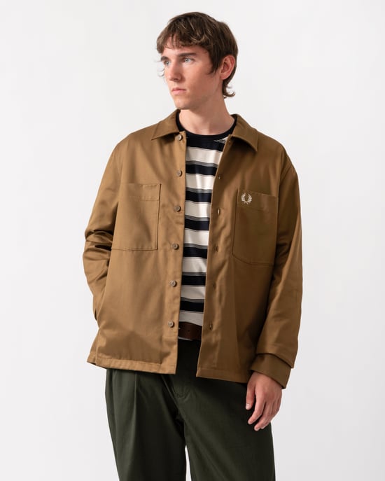 Regular Fit Long Sleeve Overshirt in Brown - Image 1
