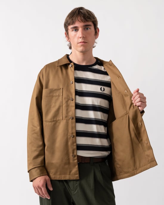 Regular Fit Long Sleeve Overshirt in Brown - Image 5