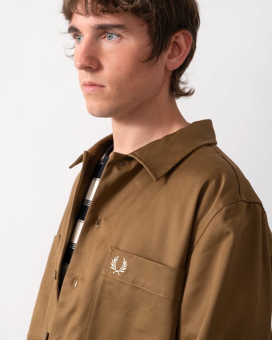 Regular Fit Long Sleeve Overshirt in Brown - Image 6