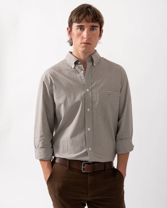 Regular Fit GANT Mens Regular Fit Gingham Shirt Regular Fit Shirt in Ivory - Image 1