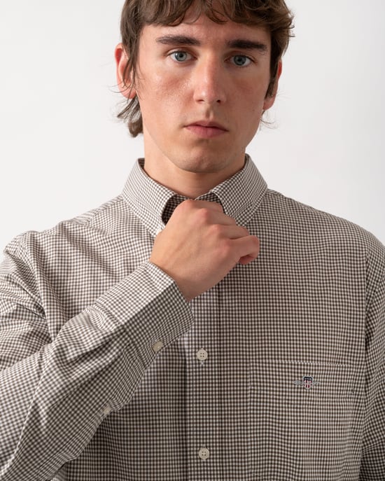 Regular Fit GANT Mens Regular Fit Gingham Shirt Regular Fit Shirt in Ivory - Image 3