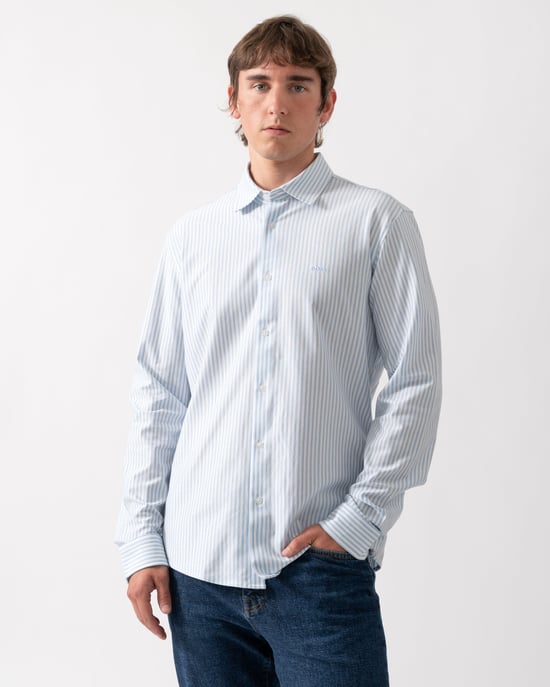 Long Sleeve Logo Detail Shirt in Light Blue - Image 1