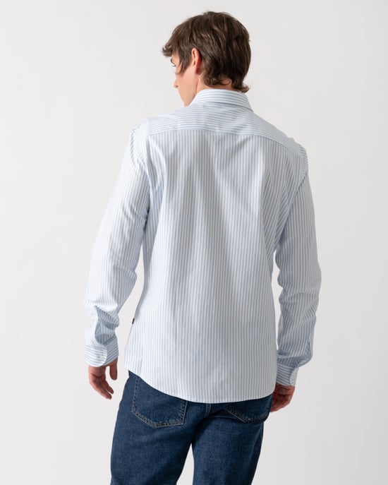Long Sleeve Logo Detail Shirt in Light Blue - Image 2
