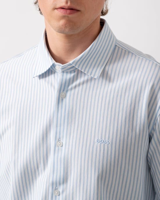 Long Sleeve Logo Detail Shirt in Light Blue - Image 3