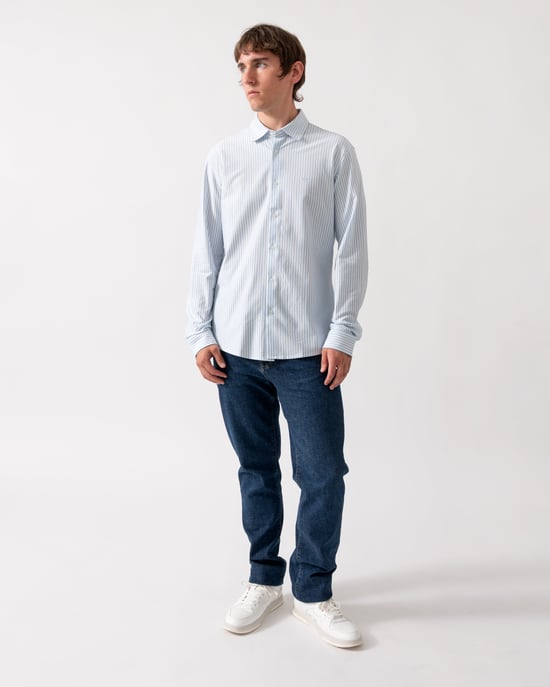 Long Sleeve Logo Detail Shirt in Light Blue - Image 4