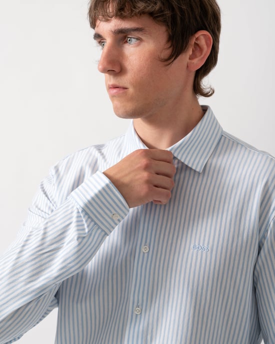 Long Sleeve Logo Detail Shirt in Light Blue - Image 5