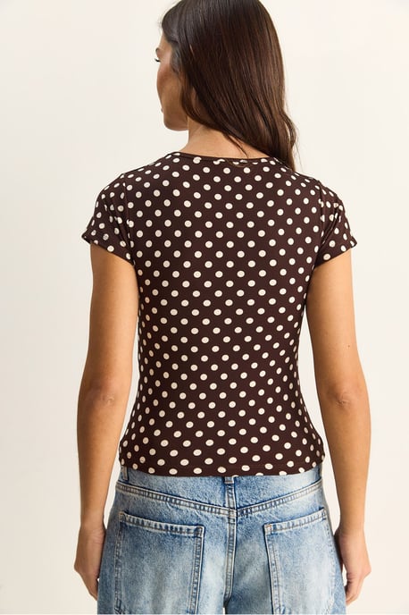 Polka Dot Crew Neck Crop T-Shirt - Image 3