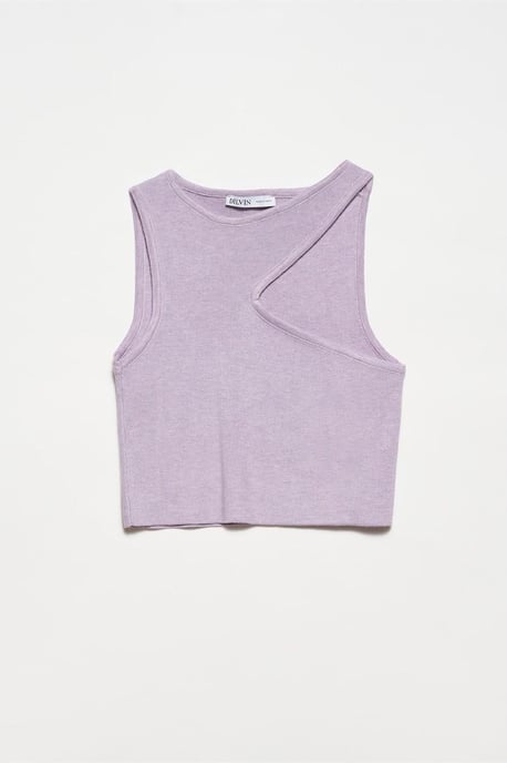 Heltäckande Asymmetrisk Kort Stickad Topp - Image 5