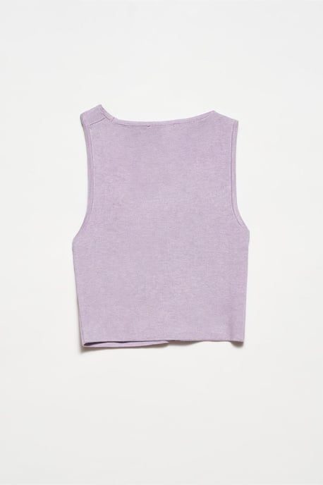 Heltäckande Asymmetrisk Kort Stickad Topp - Image 6