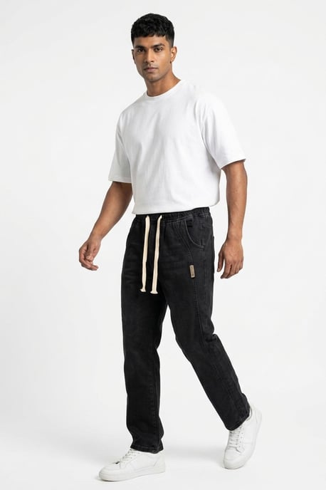 Opvallende Denim Broek met Touwsluiting Taille - Image 2