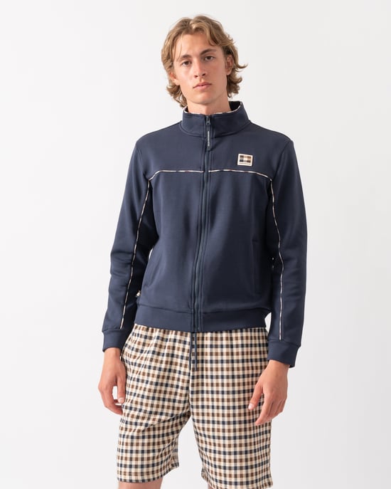 Regular Fit Logo Detail Track Top in Dark Blue - Image 1