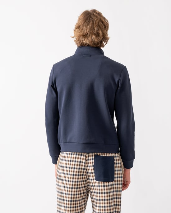 Regular Fit Logo Detail Track Top in Dark Blue - Image 2