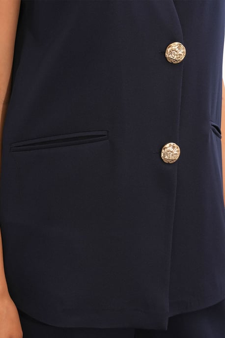 Long V-Neck Buttoned Smart Waistcoat - Image 5
