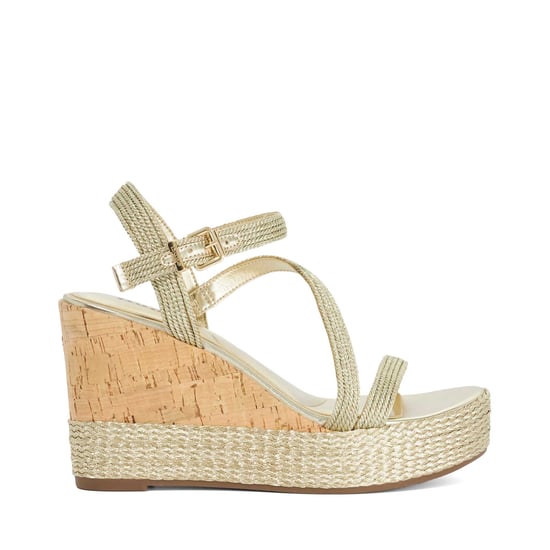 Dune Ladies Koda - Gold Cork Wedge Sandals - Image 2