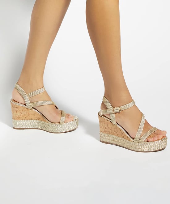 Dune Ladies Koda - Gold Cork Wedge Sandals - Image 3