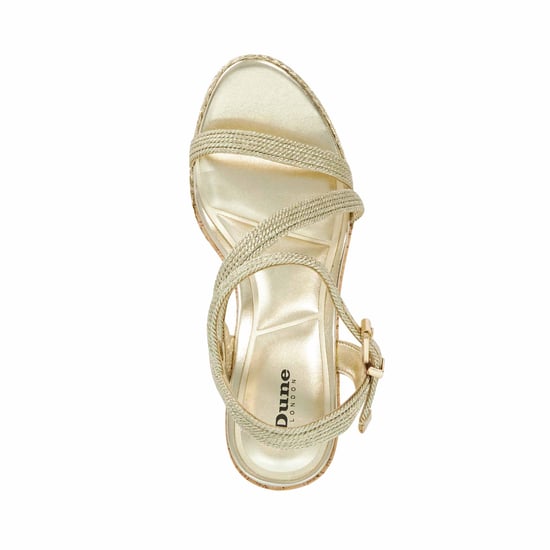 Dune Ladies Koda - Gold Cork Wedge Sandals - Image 4