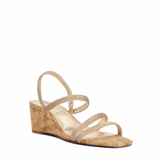 Dune Ladies Kali - Gold Cork Wedges - Image 1