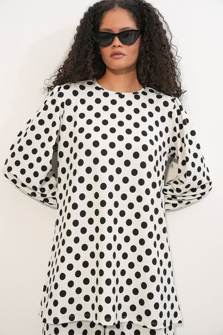 Textured Long Sleeve Tunic and Wide Leg Pants Set - Image 2