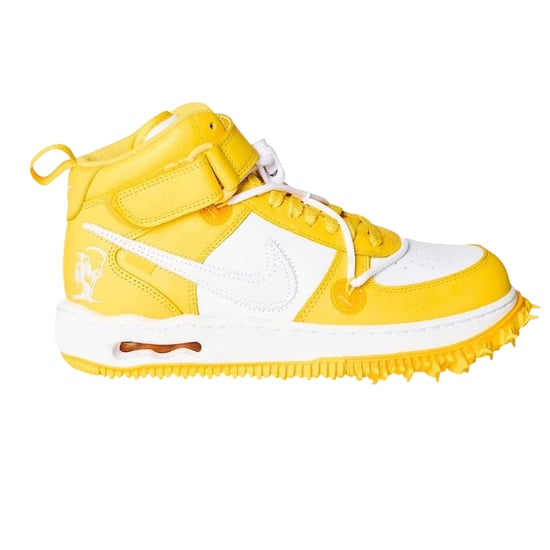 Nike Unisex Adult Off White Leather High Top Trainers (Yellow/White) - Image 1