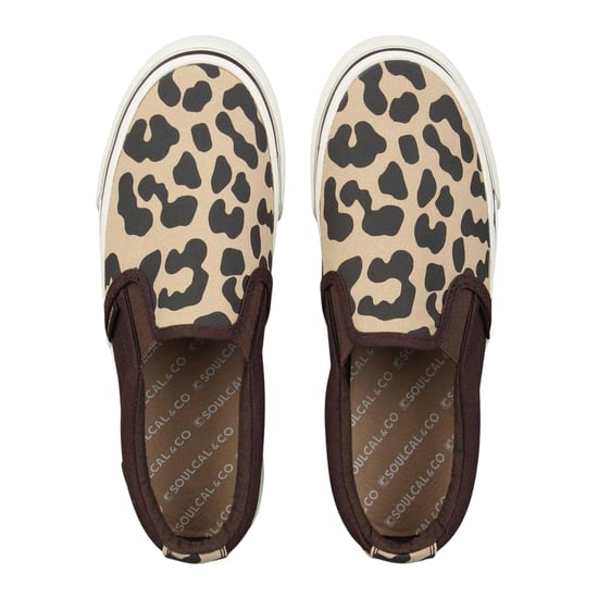 SoulCal Womens/Ladies Leopard Print Canvas Slip-on Trainers (Brown) - Image 3