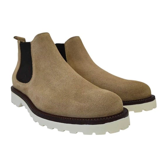 Nicholas Deakins Mens Republic Suede Flat Chelsea Boots (Beige) - Image 4