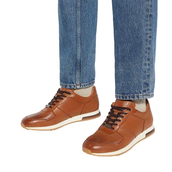 Dune London Mens Trilogy Suede Trainers (Tan) - Image 4