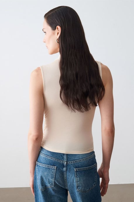 Ärmlös Blus med Cowl Halskrage i Jersey - Image 2