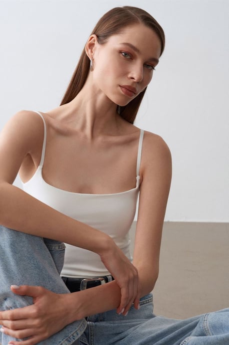 Slim Fit Fyrkantig Halsärmlös Blus - Image 3