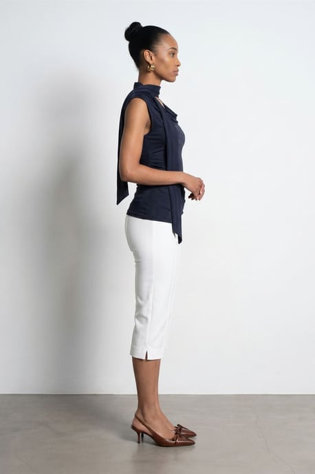 Ärmlös Blus med Cowl Halskrage i Jersey - Image 3